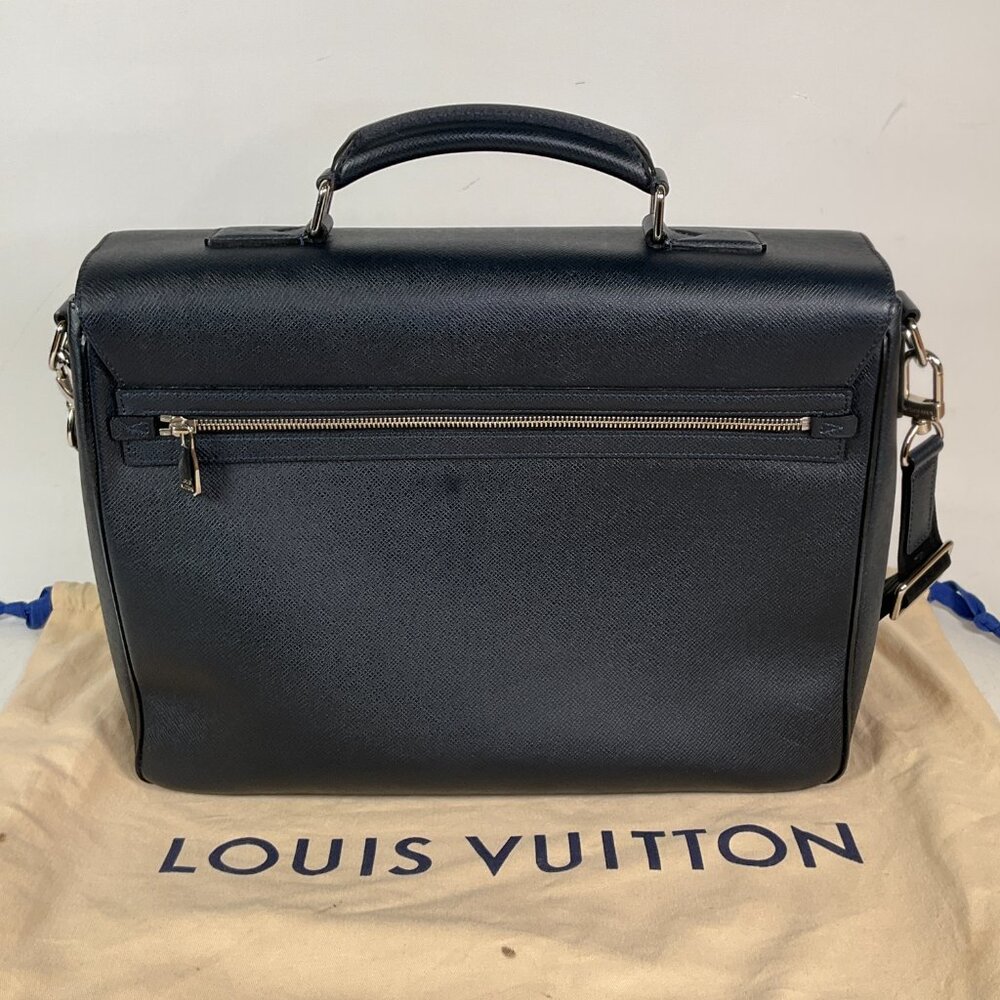Louis Vuitton Taiga Leather Vassili GM Briefcase Shoulder Business Bag Dark Blue - Picture 7 of 16